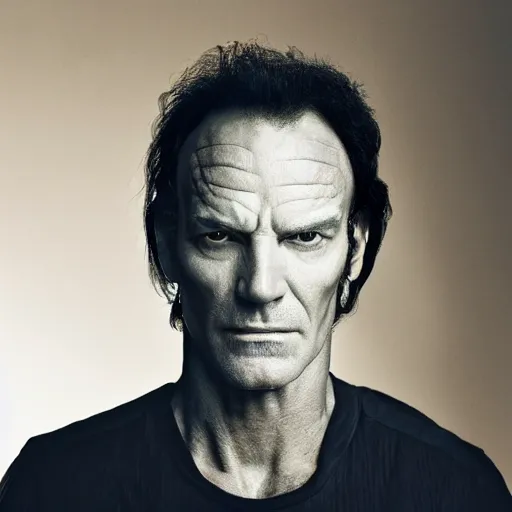 Image similar to a portrait of a man that looks like sting, prince, bruce springsteen