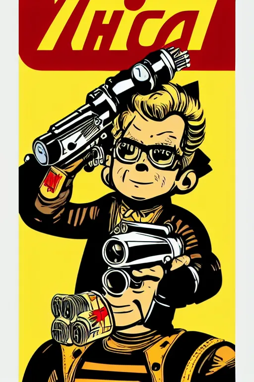 Image similar to fallout 7 6 retro futurist illustration art by butcher billy, sticker, colorful, illustration, highly detailed, simple, smooth and clean vector curves, no jagged lines, vector art, smooth andy warhol style