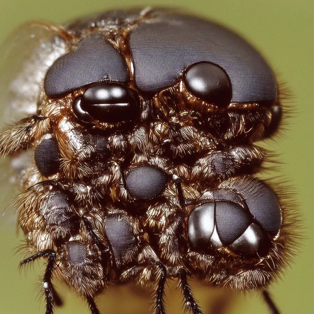 Prompt: a portrait front half body view of a mix of a macro of a fly with a man kodak 7 0 s film look ultra detailed