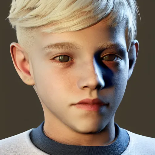 Image similar to detailed unreal engine 5 render of a blonde boy with face tattoos