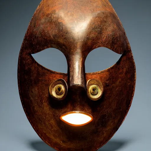 Image similar to a portrait of a unique mask made out of shoe parts, stunning design by gary lockwood, cinematic lighting, 8 k, 4 k