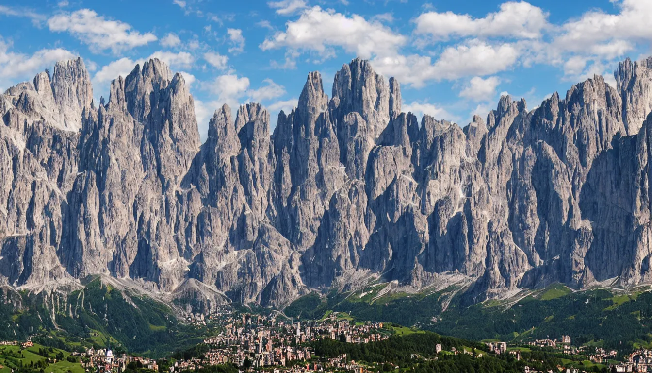 Prompt: new york city in dolomites mountains