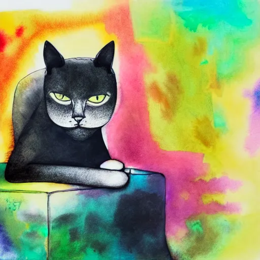 Angry cat : r/Watercolor