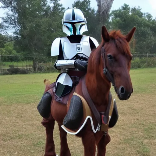 Prompt: a horse wearing mandalorian armour