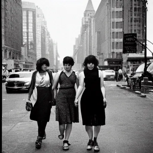 Prompt: two beautiful women walk in a new york street, photo by nikos economopoulos