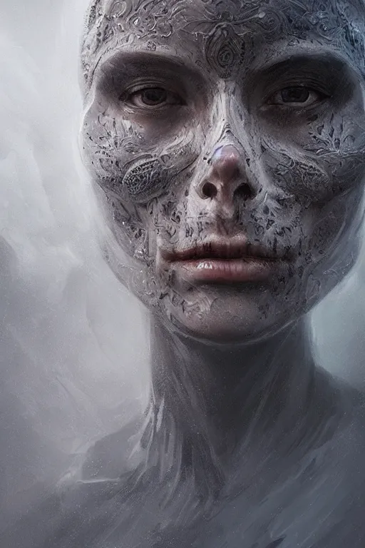 Prompt: avalon skull, close - up portrait, powerfull, intricate, elegant, volumetric lighting, scenery, digital painting, highly detailed, artstation, sharp focus, illustration, concept art, ruan jia, steve mccurry