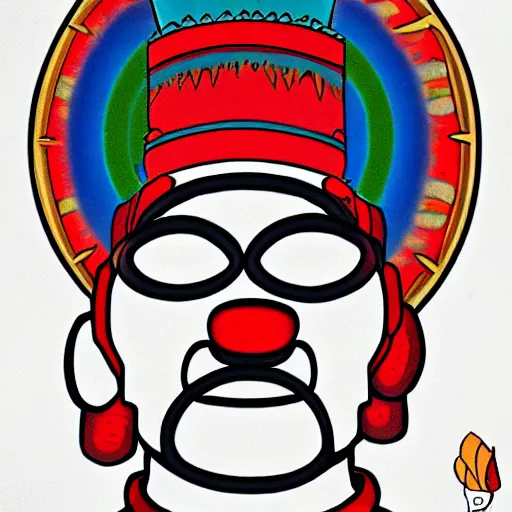 Prompt: tlingit art of homer simpson