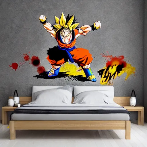 Image similar to die cut sticker, goku using gomu gomu no gatling by luffy, splatter paint