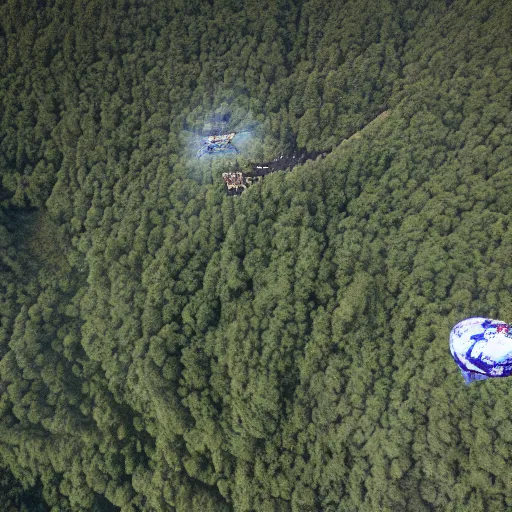 Image similar to aerial 3 5 mm photograph of flying scapecraft over laskhwadeep island