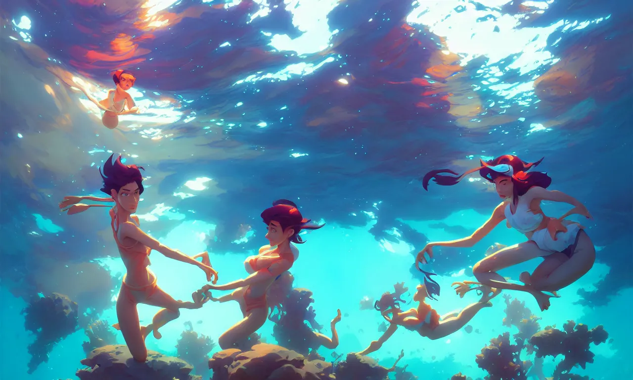 Image similar to Box of treasure laying underwater hd by Jesper Ejsing, by RHADS, Makoto Shinkai and Lois van baarle, ilya kuvshinov, rossdraws global illumination