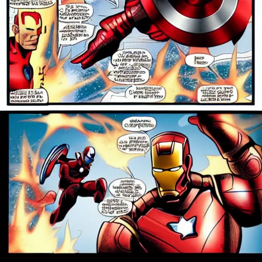 Image similar to iron man and captain america fighting