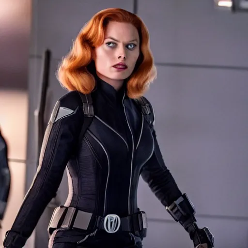 Image similar to margot robbie as black widow, marvel,