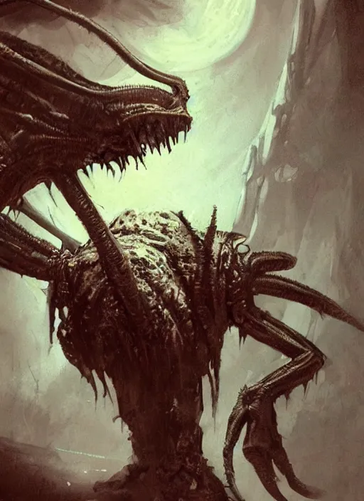 Image similar to the thing creature, alien, concept art by Carlos Huante