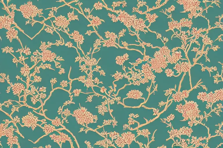 Prompt: beautiful incredibly detailed chinoiserie wallpaper pattern | Catalina Estrada