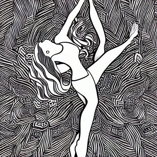 Prompt: a highly detailed vector illustration of a beautiful woman dancing