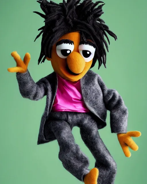 Image similar to playboi carti as a muppet. highly detailed felt. hyper real photo. 4 k.