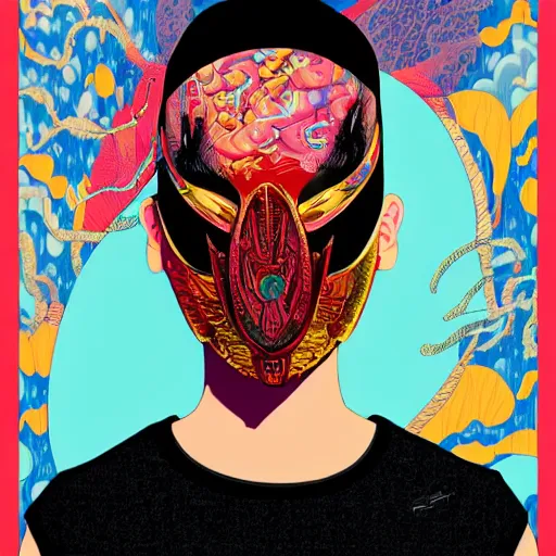 Image similar to Tristan Eaton, victo ngai, artgerm, Lofi dragon mask