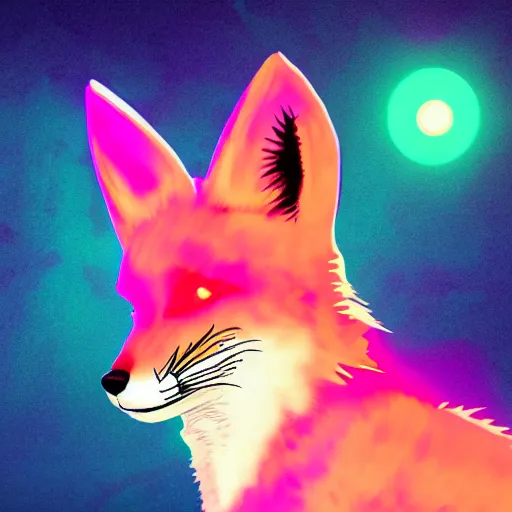 Image similar to synthwave fox, digital art