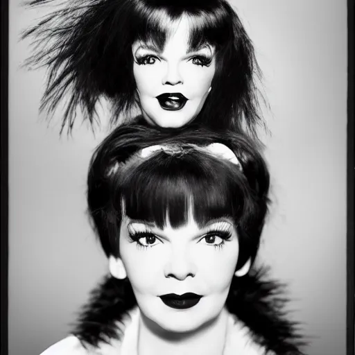 Image similar to photographic portrait of a hybrid of judy garland and bjork aged 2 6, with a dark fringe, 8 k