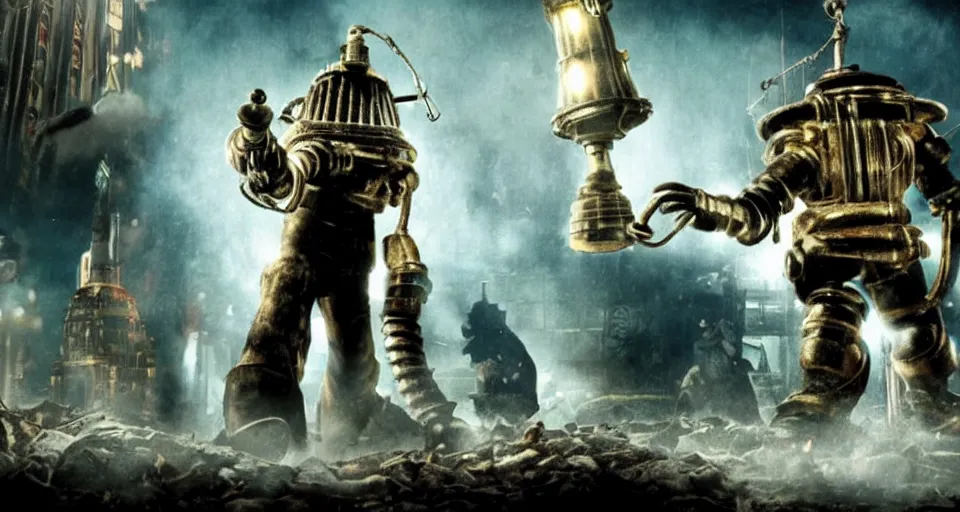 Prompt: film still of the BioShock movie