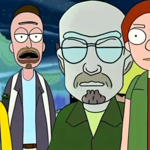 Image similar to walter white as a character in rick and morty