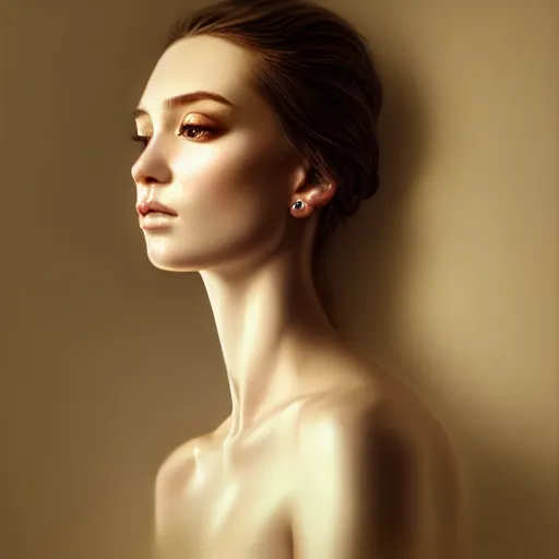 Prompt: half body portrait of tiffany, hyperrealism, beauty, intricate detail, photo by greg rutkowski, elegance, soft lighting, sharp focus