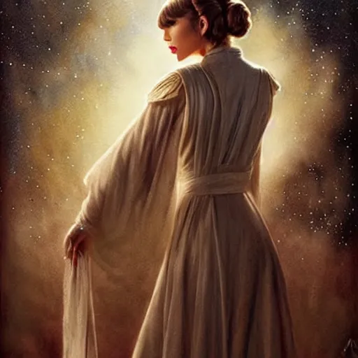 Image similar to taylor swift as princess leia in star wars, by jean - baptiste monge