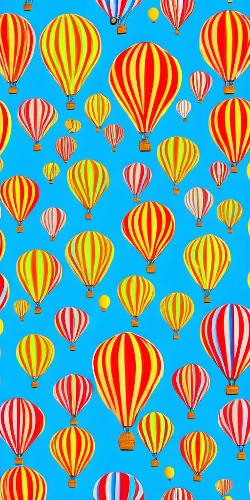 Image similar to seamless pattern of hot air balloons in beautiful sky, colourful, symmetrical, repeating 35mm photography