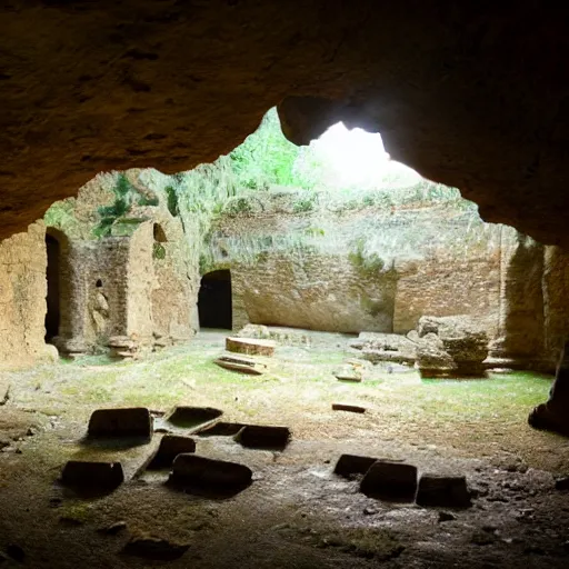 Image similar to ancient ruins in the interior of a cave