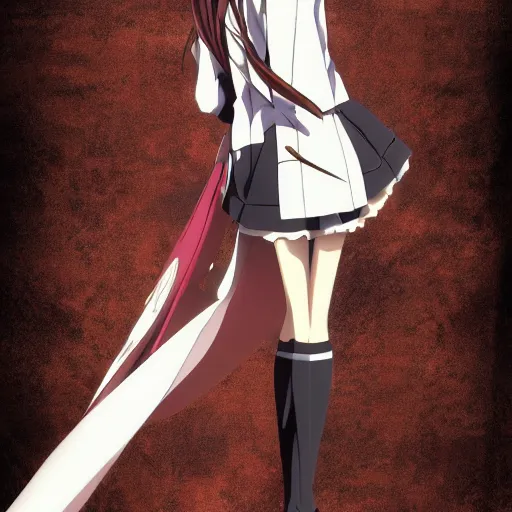 Image similar to Anime key visual of Kurisu from Steins;Gate, abstract clockwork background ,official media