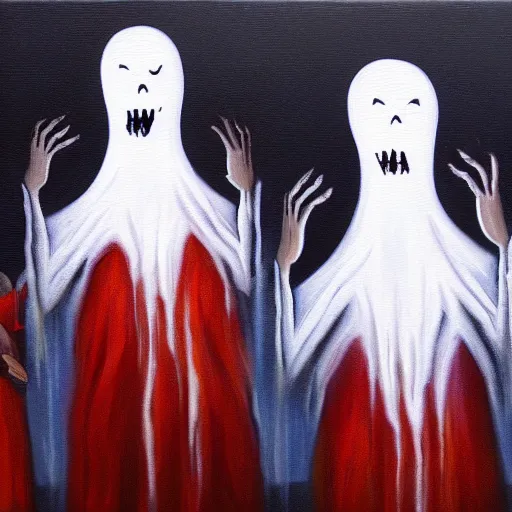 Image similar to scary horror ghosts, oil painting, 8 k,