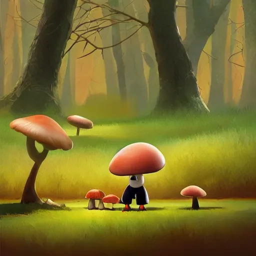 Prompt: goro fujita ilustration mafalda collecting mushrooms in the forest, painting by goro fujita, sharp focus, highly detailed, artstation