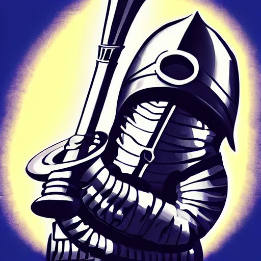 Image similar to tuba knight, digital art, epic lighting