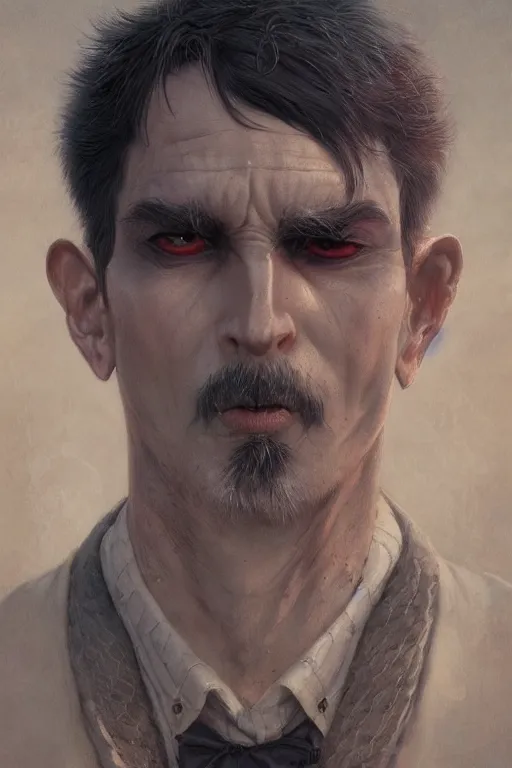 Prompt: a portrait of handsome demon illustrated by miyazaki by karol bak, james jean, tom bagshaw, rococo, sharp focus, trending on artstation, cinematic lighting, hyper realism, octane render, 8 k, hyper detailed, vivid, ultra detailed, highly detailed