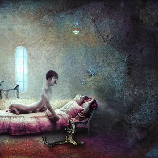 Image similar to illustration of a mysterious dream i had, realistic painting, high definition, digital art, matte painting, very detailed, realistic