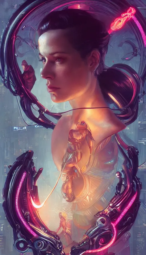 Prompt: eve, altered carbon, neon, fibonacci, sweat drops, insane intricate, bioshock, highly detailed, digital painting, artstation, concept art, smooth, sharp focus, illustration, unreal engine 5, 8 k, art by artgerm and greg rutkowski and alphonse mucha