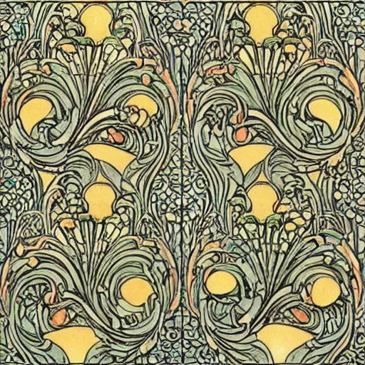 Prompt: a perfectly repeating Art Nouveau pattern, highly detailed by Walter Crane