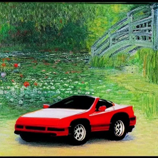 Image similar to 90s Japanese sports car in style of Monet,