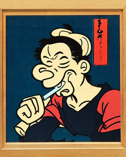 Prompt: popeye smoking crack, ukiyo-e art