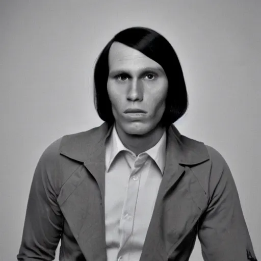 Image similar to A photograph portrait of Jerma985 with short-medium length hair a combover wearing early 1970s menswear in the early 1970s, taken in the early 1970s, grainy, taken on a 1970s Kodak Camera, realistic, hyperrealistic, very realistic, highly detailed, very detailed, extremely detailed, detailed, digital art, trending on artstation, colorized photo