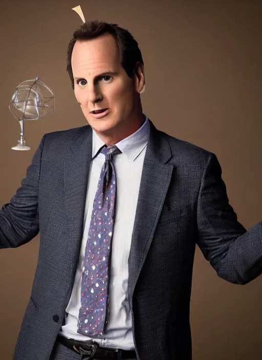 Image similar to a professional portrait of gob bluth played by will arnett, magician props, studio lighting, douchy expression