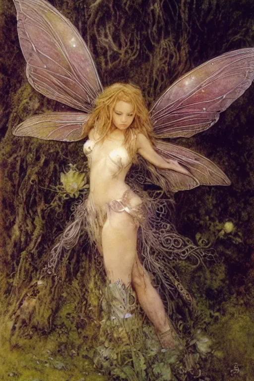 Image similar to a faerie by alan lee and jean - baptiste monge, ultra realistic, 8 k