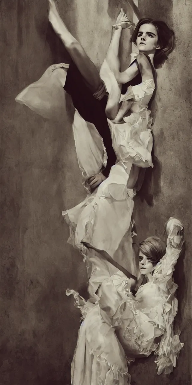 Image similar to emma watson stretching southern belle greg rutkowski cecil beaton