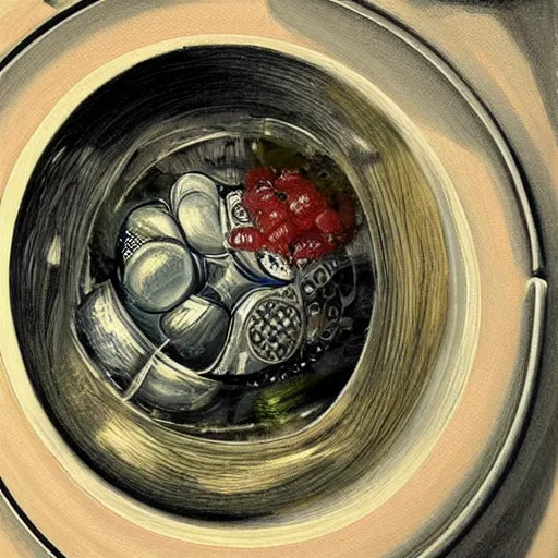 Image similar to soup inside of a washing machine, high textured, conceptual, intricate detailed painting, illustration sharp detail