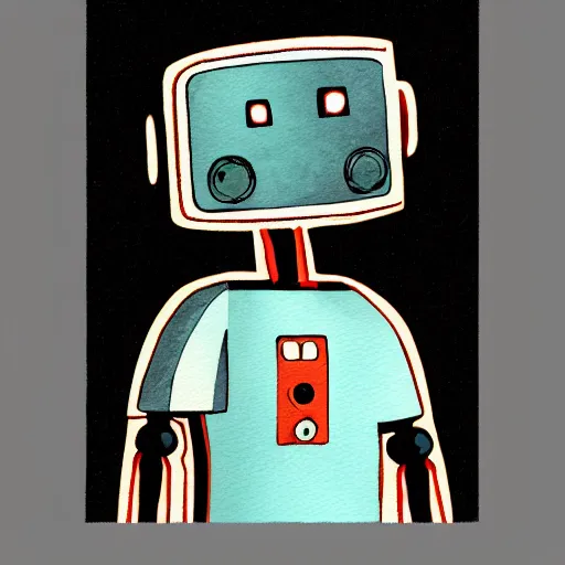 Image similar to a robot holding a t - shirt, digital art, illustration, water color