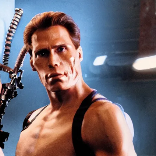 Image similar to Live Action Still of Jerma in The Terminator, real life, hyperrealistic, ultra realistic, realistic, highly detailed, epic, HD quality, 8k resolution, body and headshot, film still