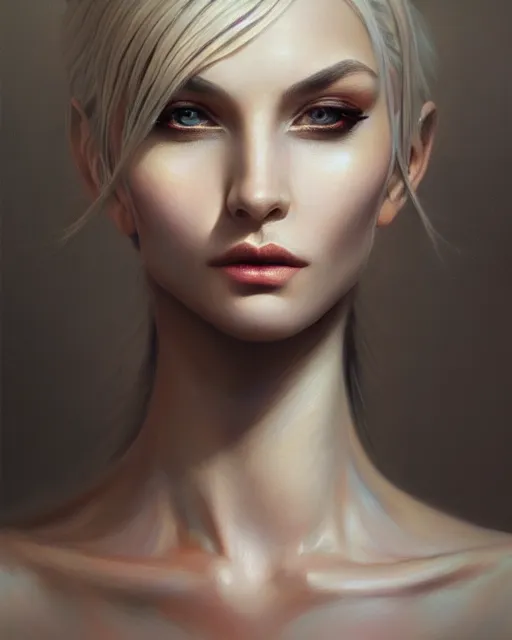 Prompt: a psychologist, enigmatic beauty, esoteric, muted colors, head in focus, fantasy art, ornamental aesthetics, intricate, elegant, highly detailed hyperrealistic painting, artstation, concept art, painterly, sharp focus, illustration, art by lois royoi