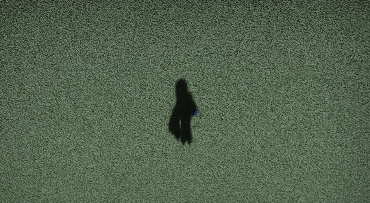 Prompt: dark shadowy green faint diffuse humanoid shadow on the wall 5 5 mm photography