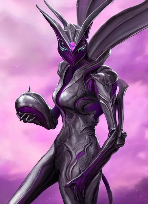 Prompt: cinematic front shot, galactic sized proportional stunning beautiful hot elegant female warframe goddess, detailed sleek cyborg female dragon head, metal ears, sleek purple eyes, sleek silver armor, smooth fuschia skin, in space, holding a planet, epic proportions, epic size, epic scale, furry art, dragon art, giantess art, warframe fanart, furaffinity, deviantart