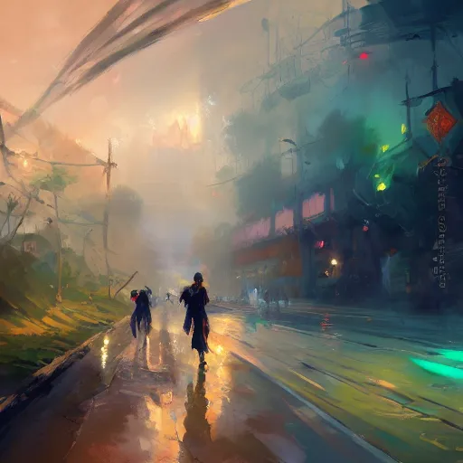 Image similar to acrylic painting, impressionism and expressionism, strong emotional impact, bold pastel colors, expressive brushstrokes, overall sense of movement in the composition. a warp drive hitting infinite density, by andreas rocha, trending on artstation